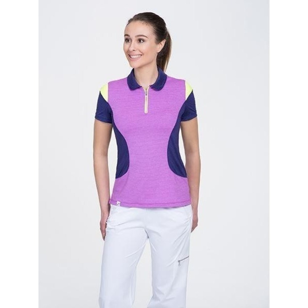 SwingDish Neon Harper Purple Combo Polo XS Golf NT005-2
